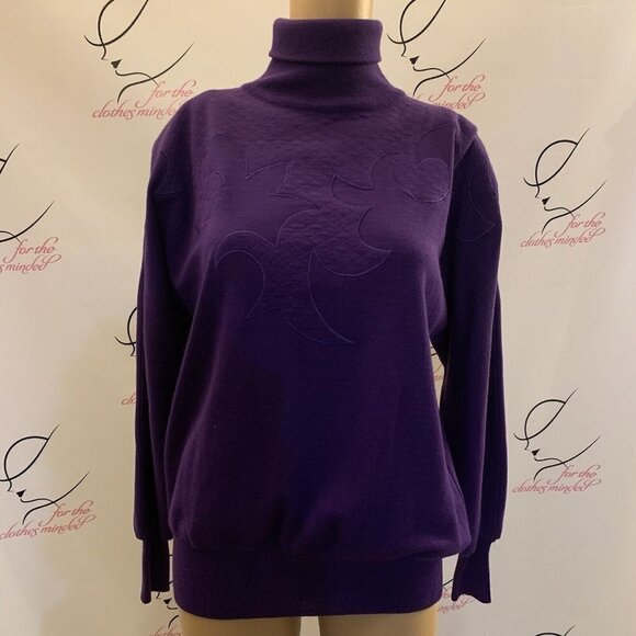 Turtleneck Wool Sweater. Vintage. Bust 42". Embroidered. Trunk Show. B72. - Picture 1 of 6